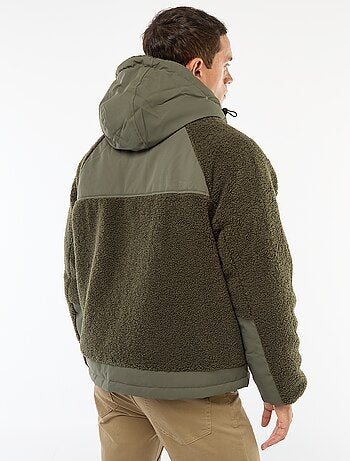 Blusão com capuz efeito pele de ovelha