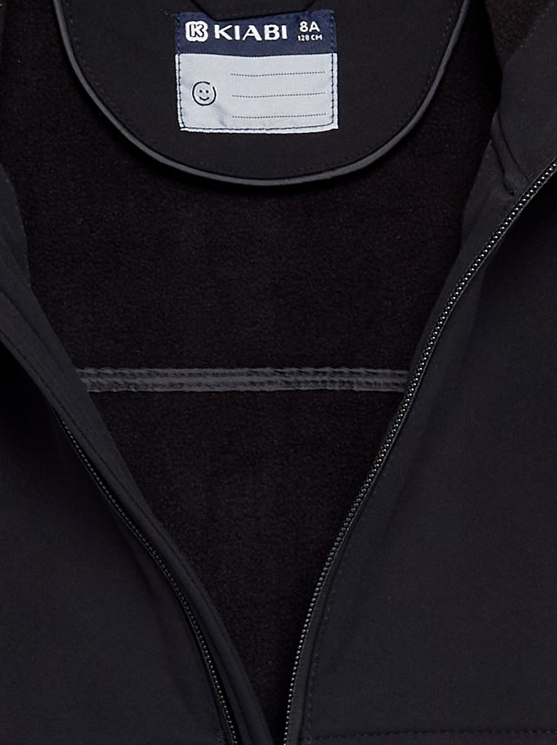 Blusão com capuz forrado em microfleece Preto - Kiabi