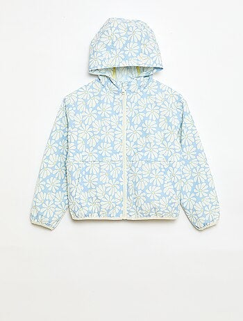 Blusão corta-vento com capuz e padrão