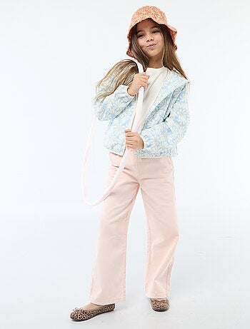 Blusão corta-vento com capuz e padrão