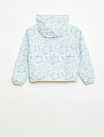 Blusão corta-vento com capuz e padrão