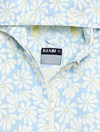 Blusão corta-vento com capuz e padrão