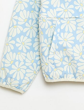 Blusão corta-vento com capuz e padrão