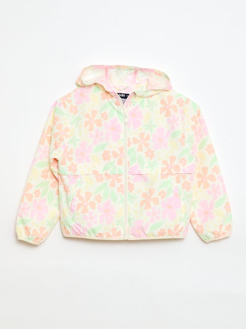 Blusão corta-vento com capuz e padrão - Kiabi