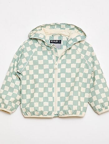 Blusão corta-vento com capuz estampado