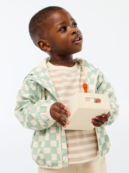 Blusão corta-vento com capuz estampado - Kiabi