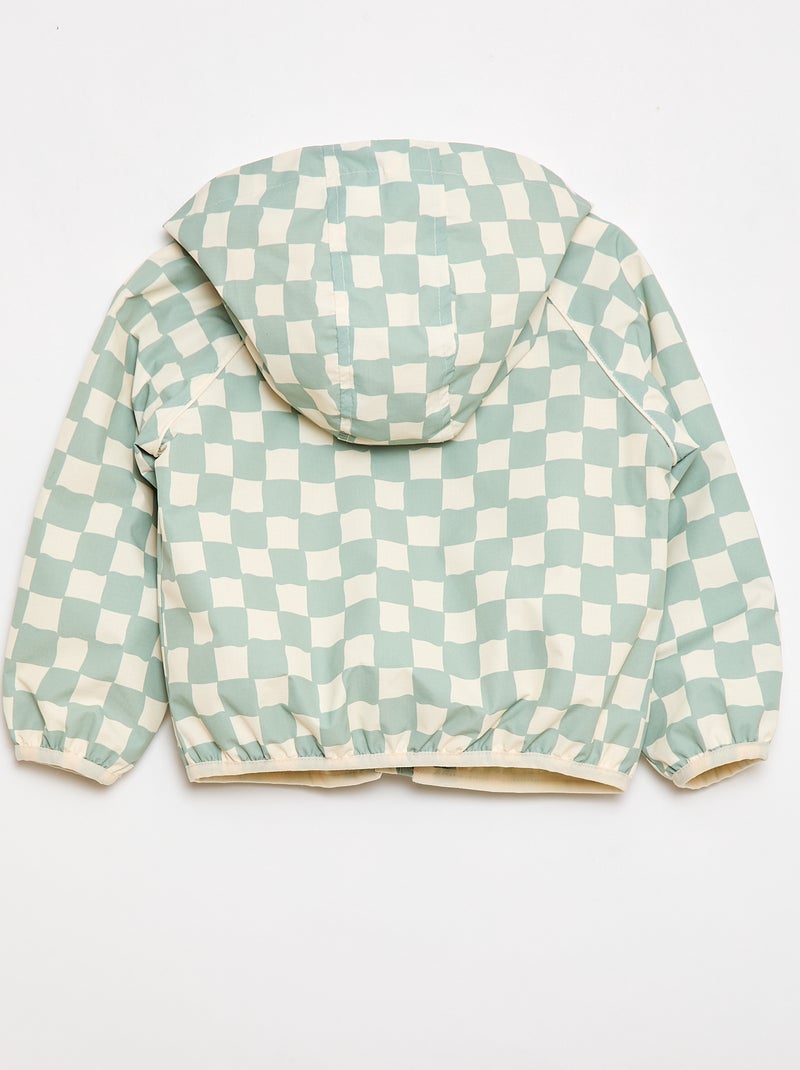Blusão corta-vento com capuz estampado Verde - Kiabi