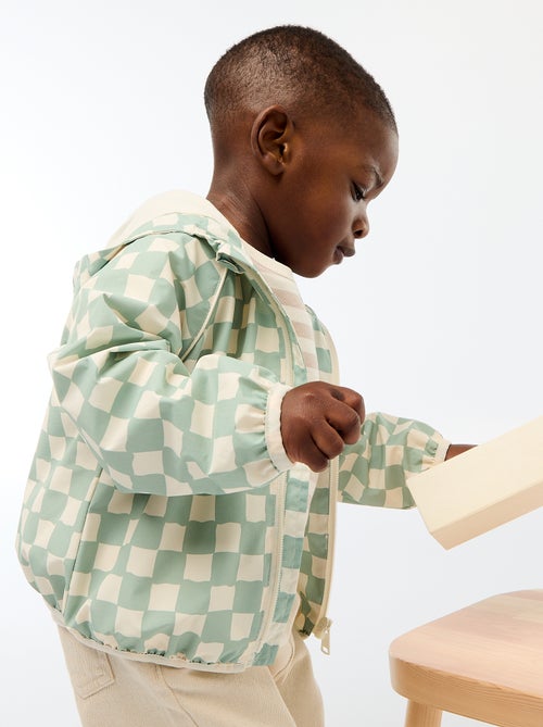 Blusão corta-vento com capuz estampado - Kiabi