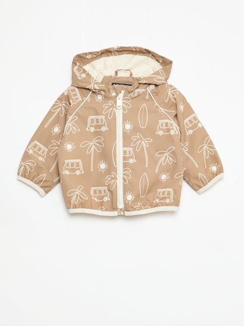 Blusão corta-vento com capuz estampado - Kiabi