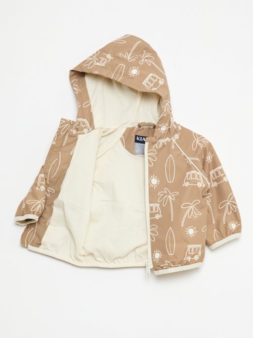 Blusão corta-vento com capuz estampado - Kiabi