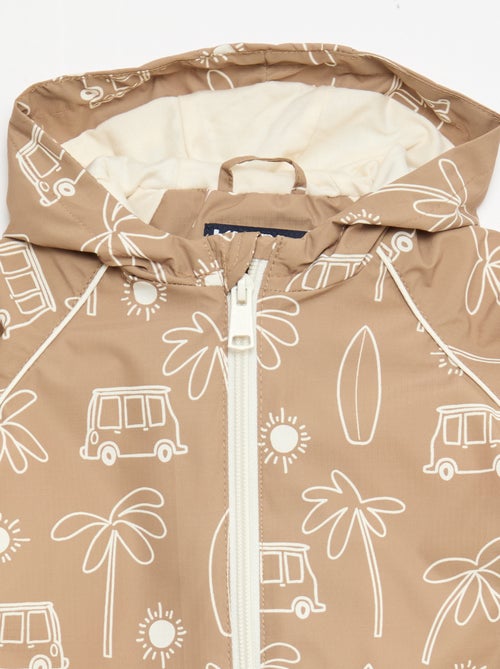 Blusão corta-vento com capuz estampado - Kiabi