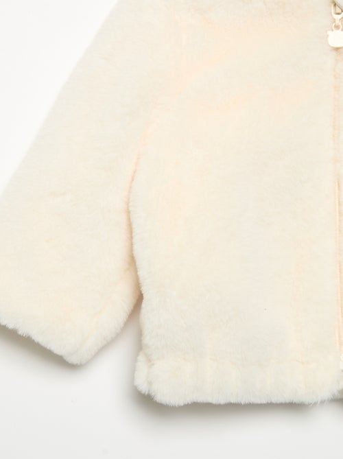 Blusão curto com capuz de pelo sintético - Kiabi Blusão curto com capuz de pelo sintético - Kiabi