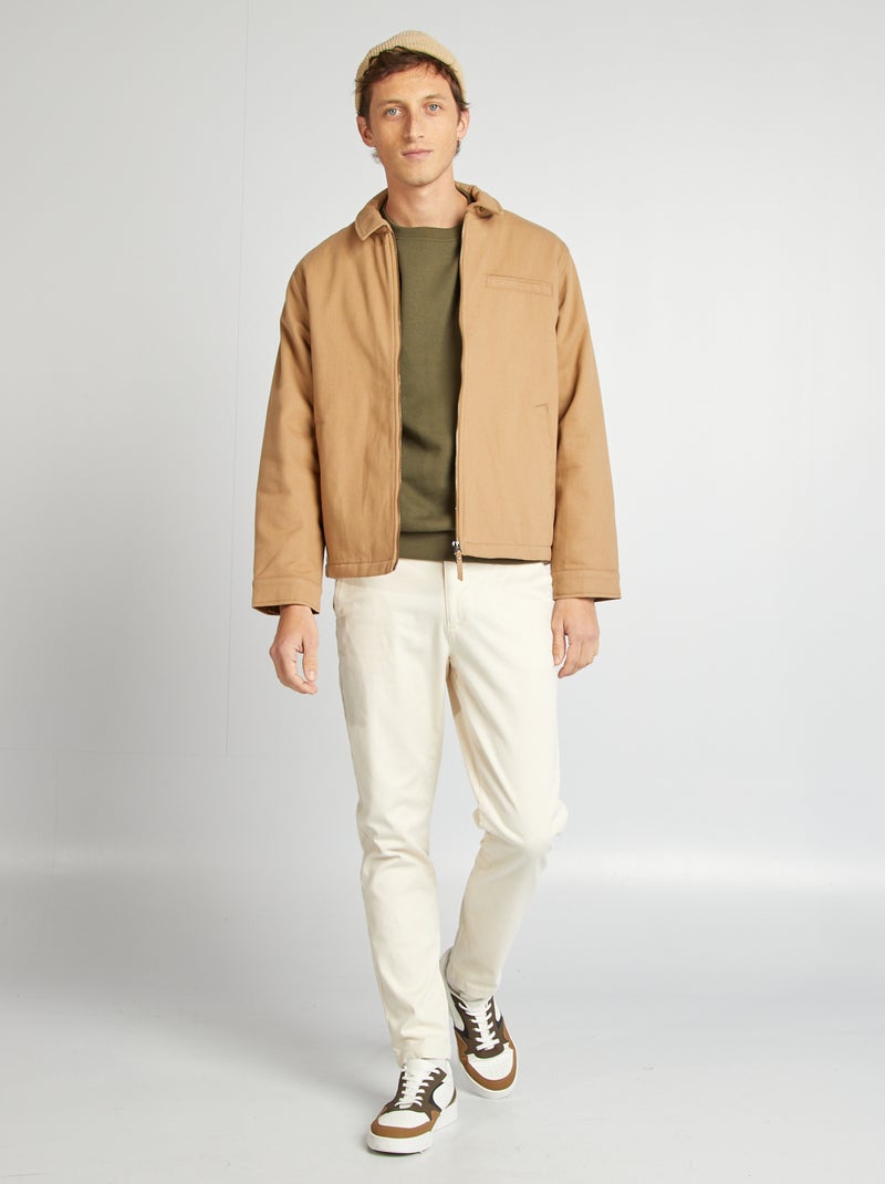 Blusão curto grosso em algodão BEGE - Kiabi