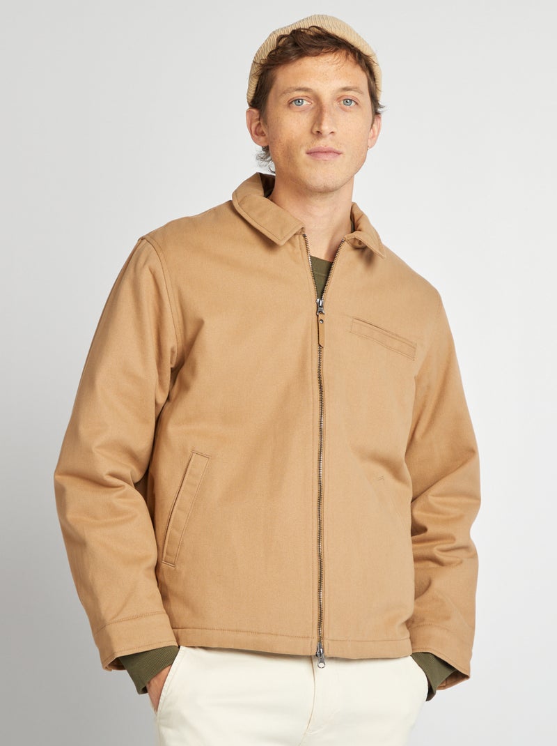 Blusão curto grosso em algodão BEGE - Kiabi