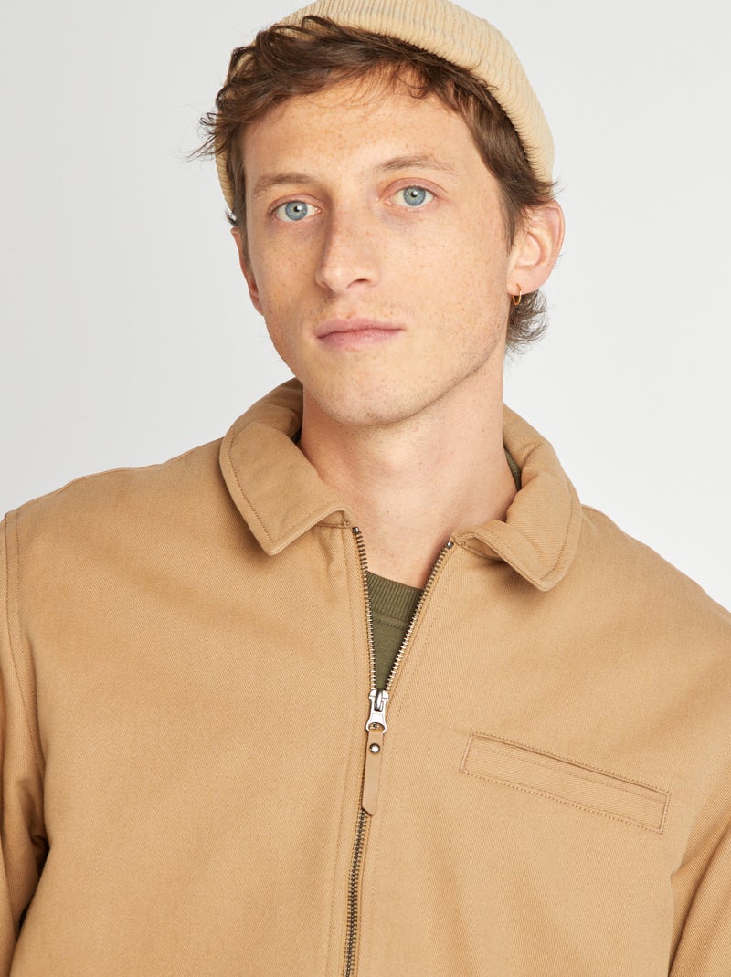 Blusão curto grosso em algodão BEGE - Kiabi