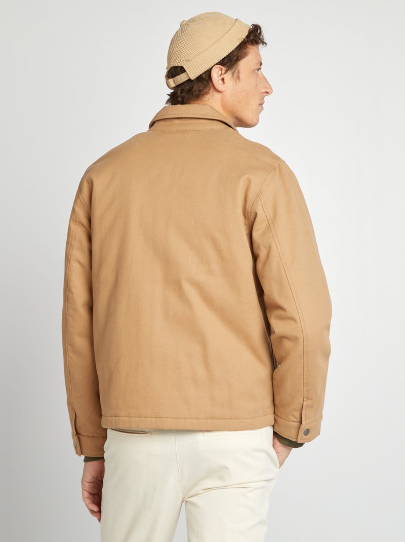 Blusão curto grosso em algodão BEGE - Kiabi