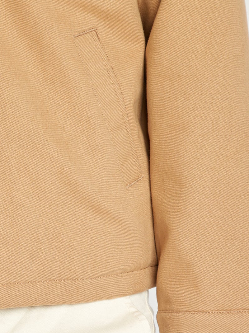 Blusão curto grosso em algodão BEGE - Kiabi