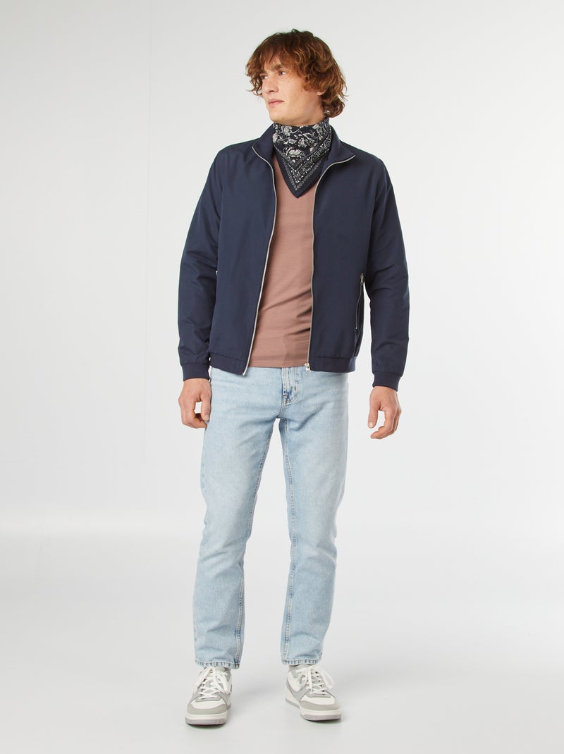 Blusão curto liso com fecho 'Produkt' AZUL - Kiabi