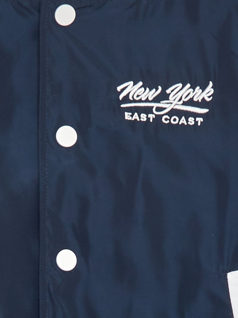 Blusão de aviador com molas de pressão e bordados AZUL - Kiabi