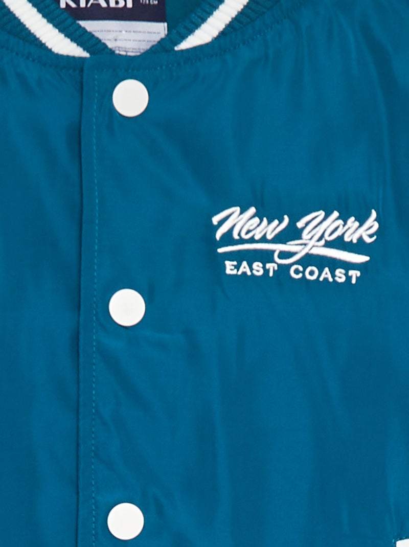 Blusão de aviador com molas de pressão e bordados VERDE - Kiabi