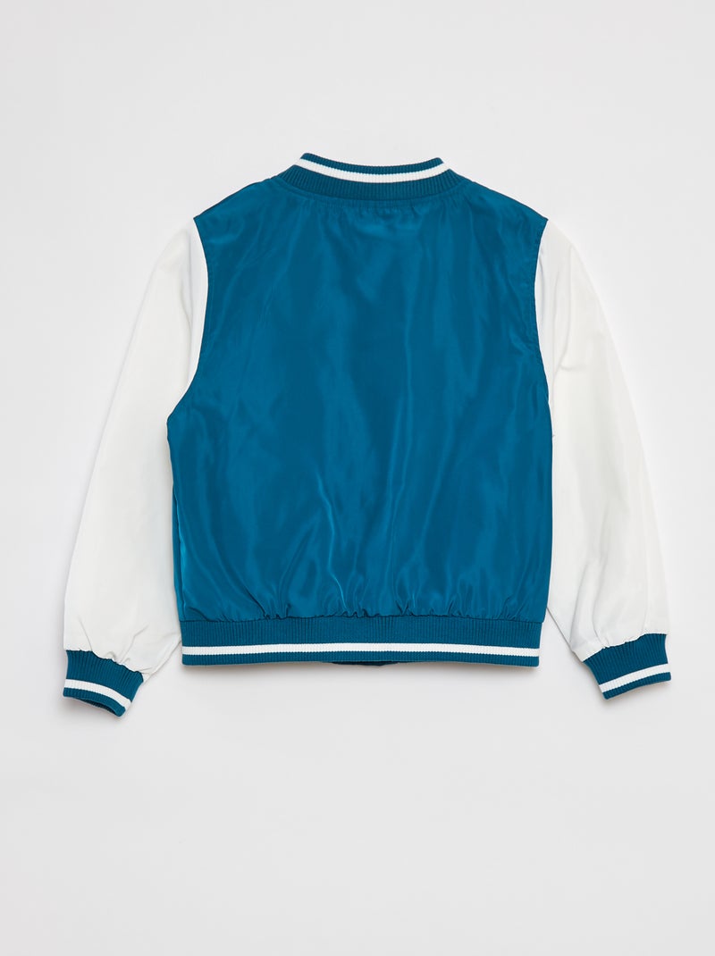 Blusão de aviador com molas de pressão e bordados VERDE - Kiabi