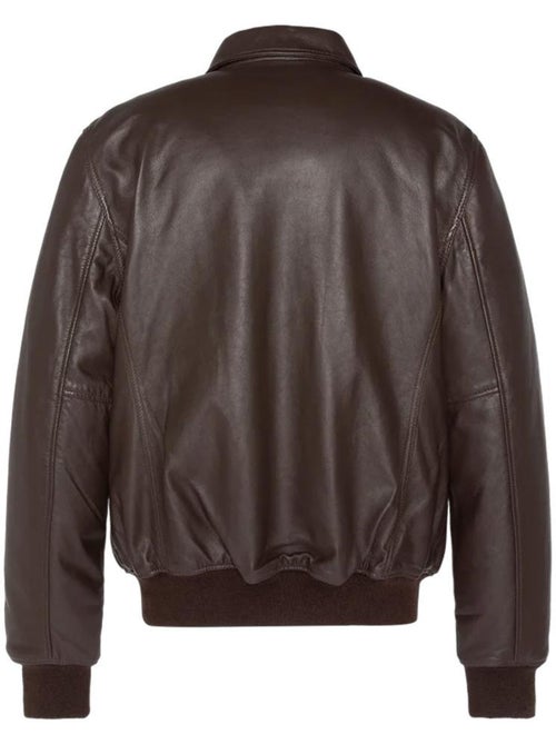 Blusão de couro marrom para homem schott lcjet - Kiabi