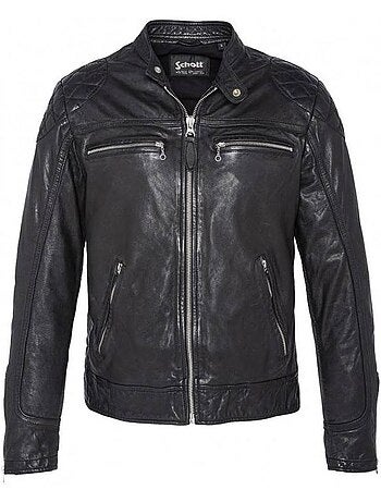 Blusão de Couro Preto Masculino Schott LCSPYDER25