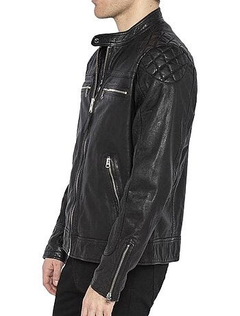 Blusão de Couro Preto Masculino Schott LCSPYDER25