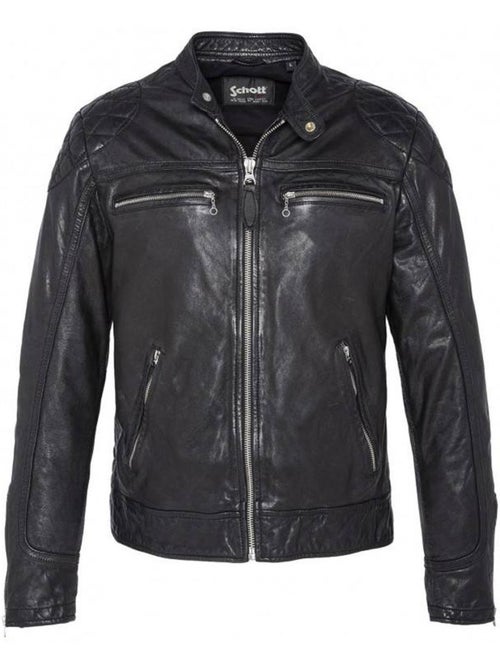 Blusão de couro preto masculino schott lcspyder25 - Kiabi Blusão de couro preto masculino schott lcspyder25 - Kiabi
