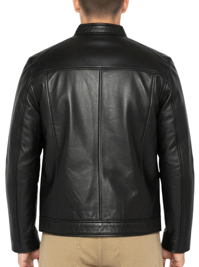 Blusão de Couro Preto Masculino Schott Memphis Preto - Kiabi