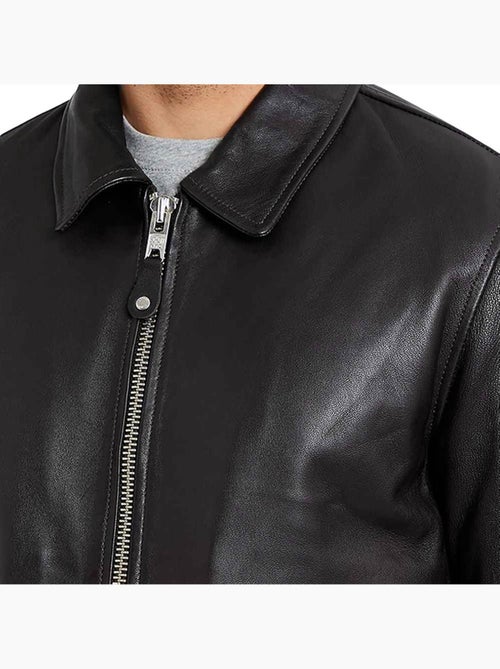 Blusão de couro preto para homem schott estilo piloto - Kiabi Blusão de couro preto para homem schott estilo piloto - Kiabi