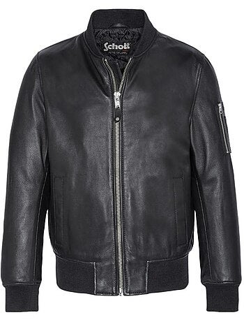 Blusão de couro preto para homem schott lcbomba
