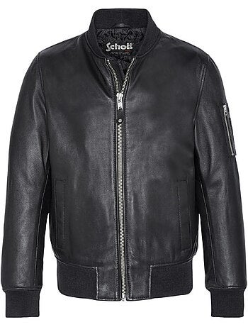 Blusão de couro preto para homem schott lcbomba