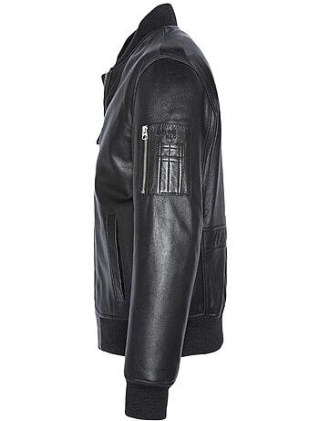 Blusão de couro preto para homem schott lcbomba