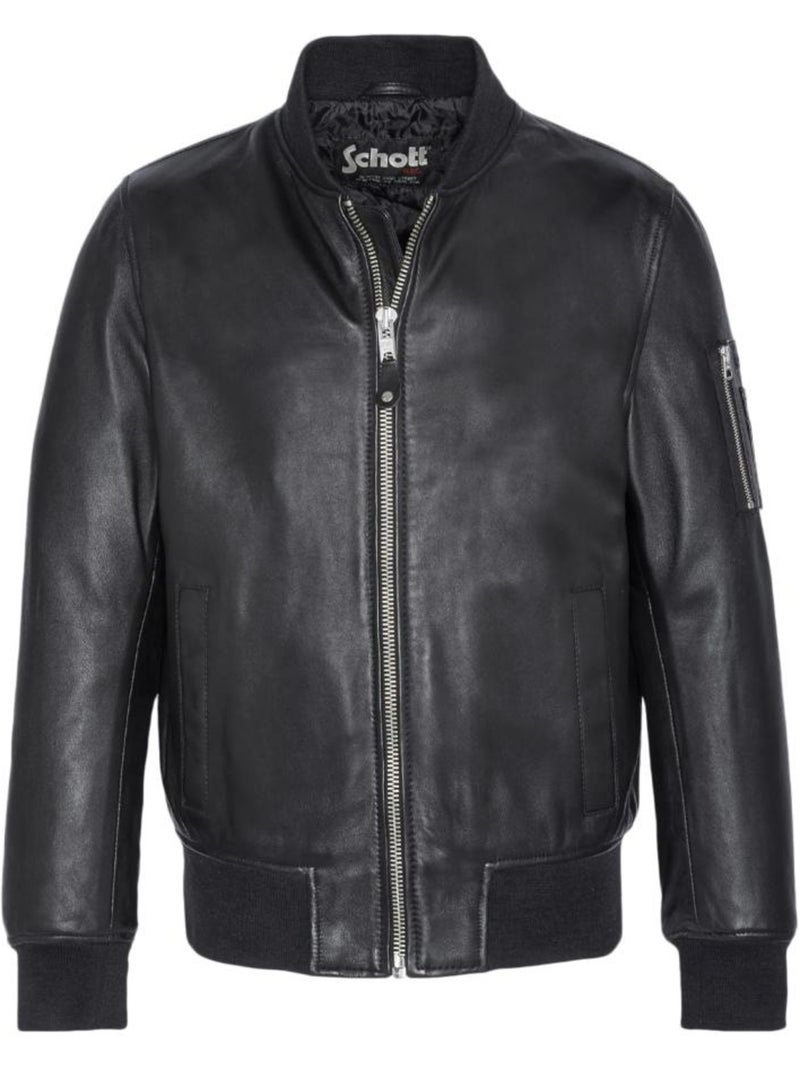 Blusão de Couro Preto para Homem Schott LCBOMBA Preto - Kiabi