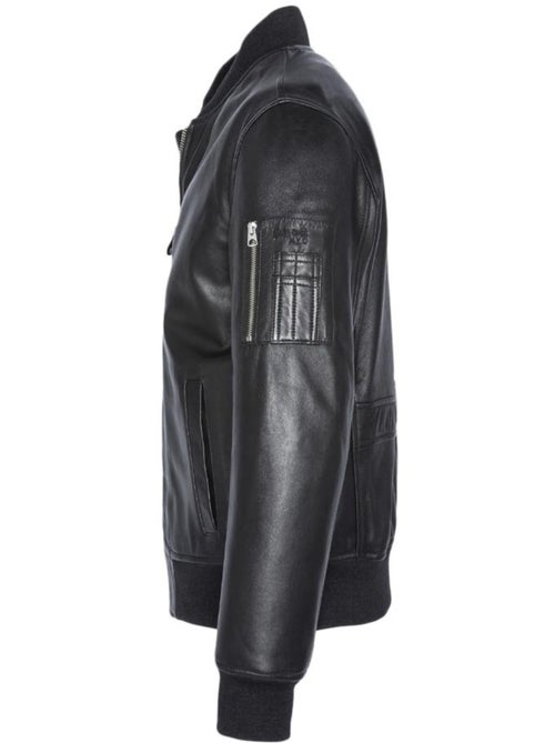 Blusão de couro preto para homem schott lcbomba - Kiabi Blusão de couro preto para homem schott lcbomba - Kiabi