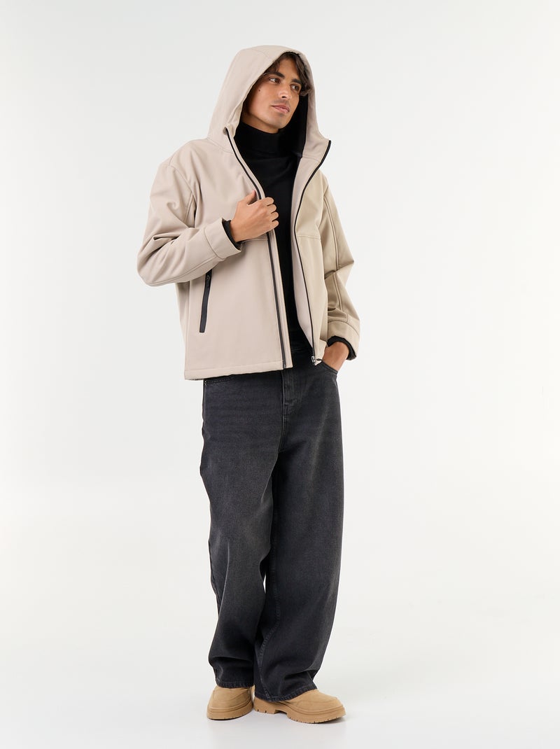 Blusão de neopreno com capuz forrado a microfleece Bege - Kiabi