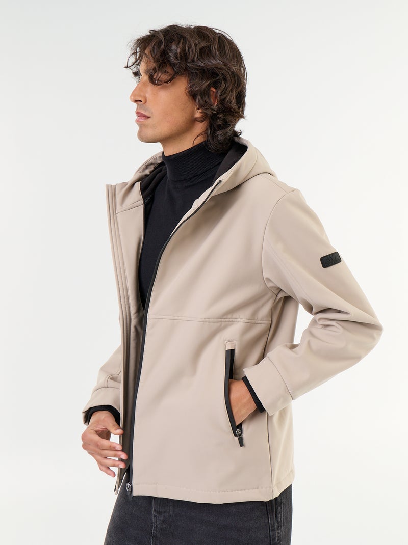 Blusão de neopreno com capuz forrado a microfleece Bege - Kiabi