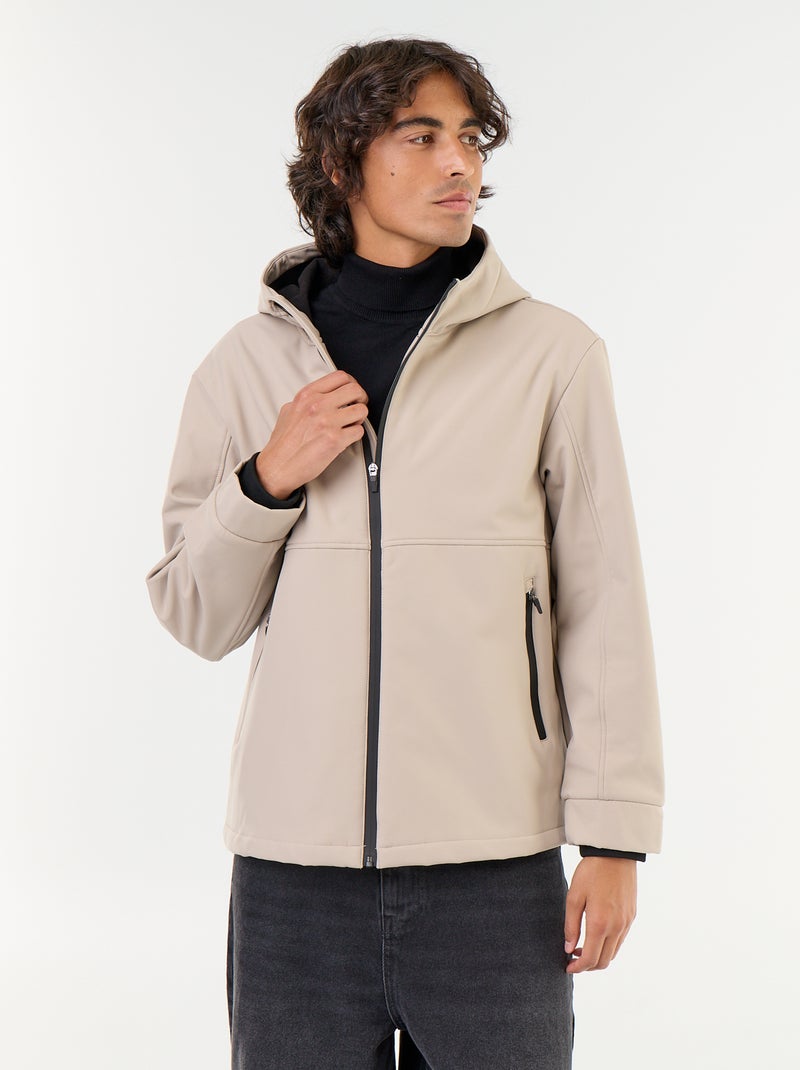 Blusão de neopreno com capuz forrado a microfleece Bege - Kiabi