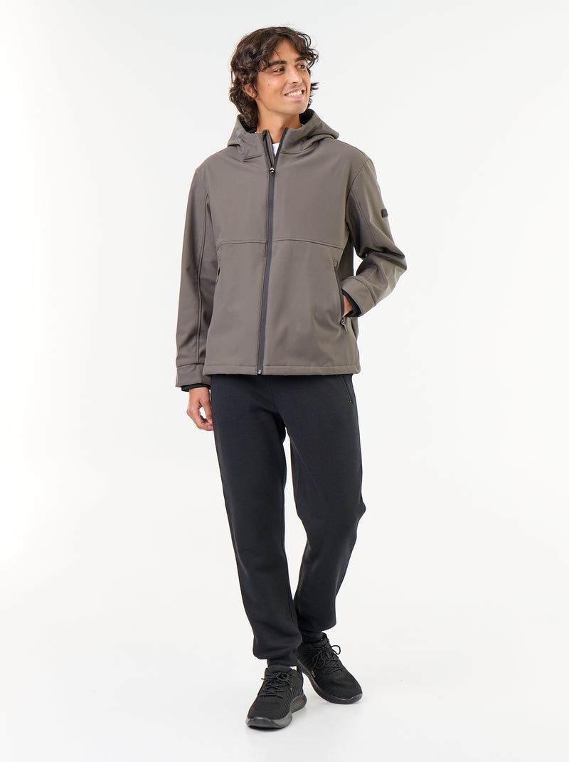 Blusão de neopreno com capuz forrado a microfleece Caqui - Kiabi