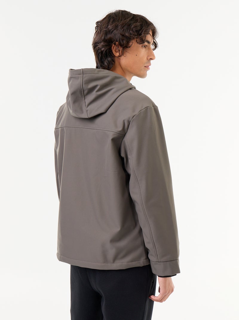 Blusão de neopreno com capuz forrado a microfleece Caqui - Kiabi