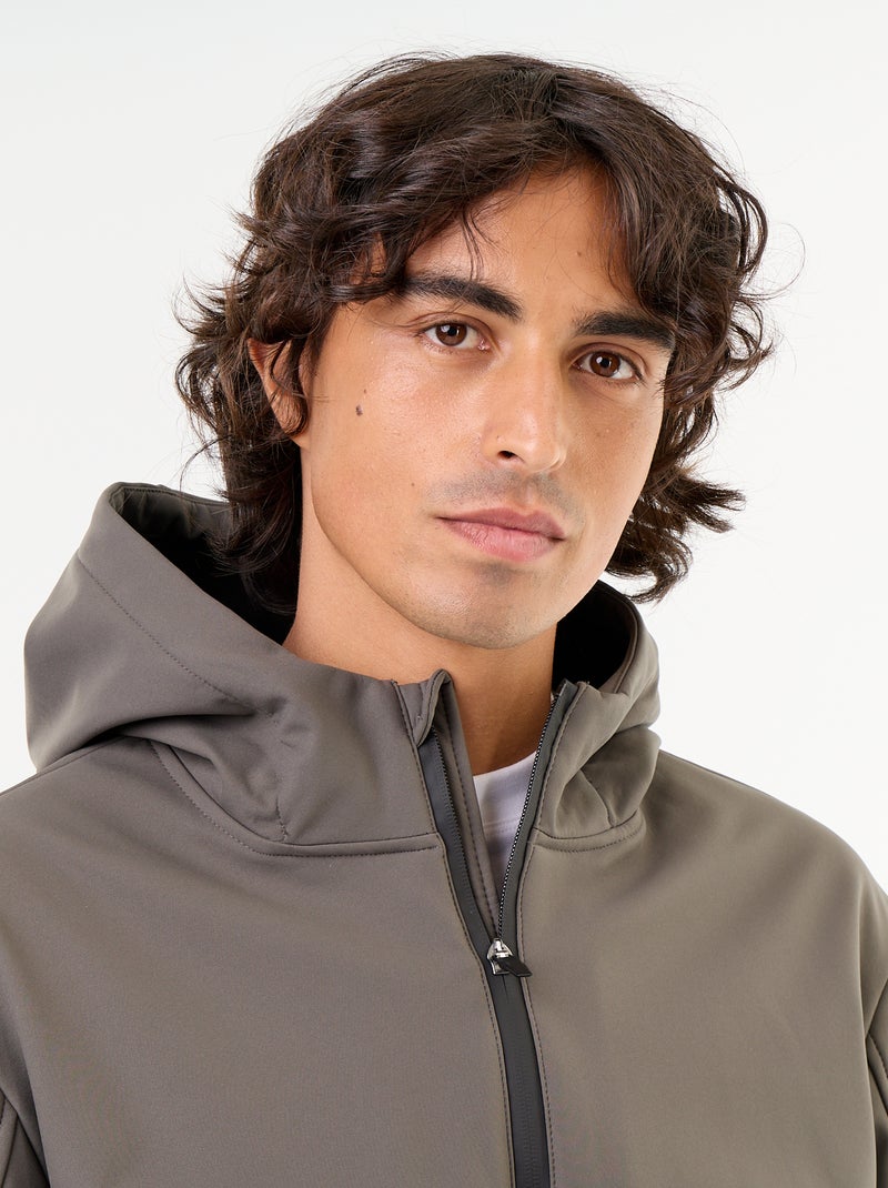 Blusão de neopreno com capuz forrado a microfleece Caqui - Kiabi
