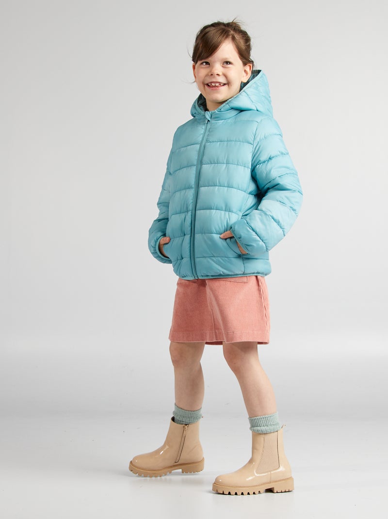 Blusão de penas acolchoado com capuz AZUL - Kiabi