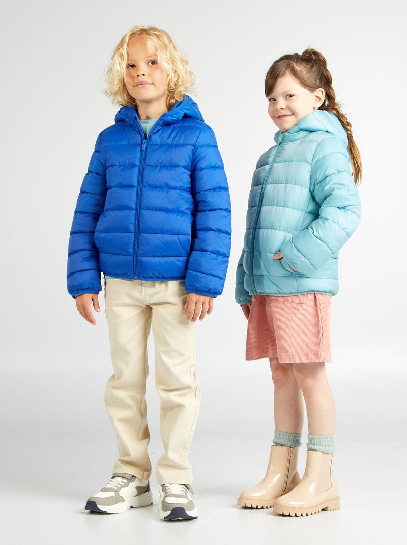 Blusão de penas acolchoado com capuz AZUL - Kiabi