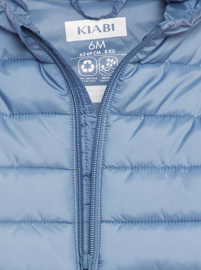 Blusão de penas acolchoado com capuz AZUL - Kiabi