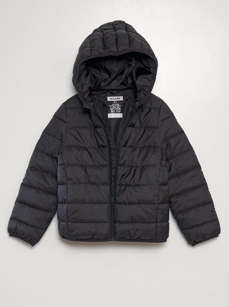 Blusão de penas acolchoado com capuz Preto - Kiabi