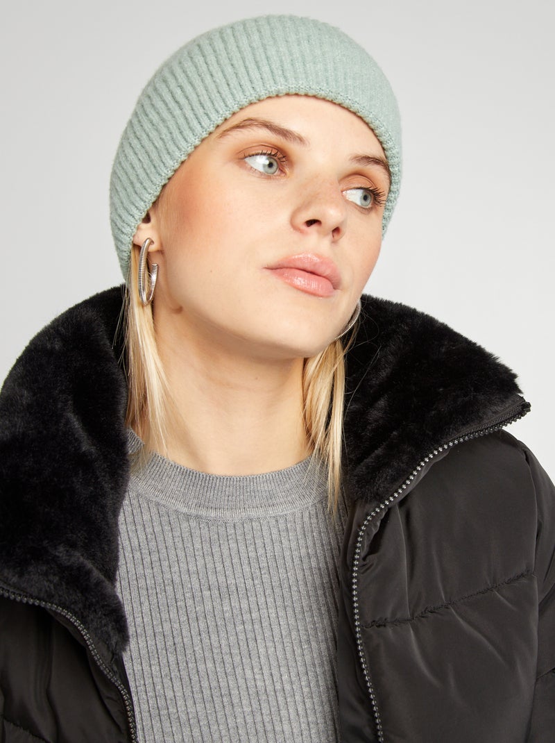 Blusão de penas acolchoado com gola subida Preto - Kiabi