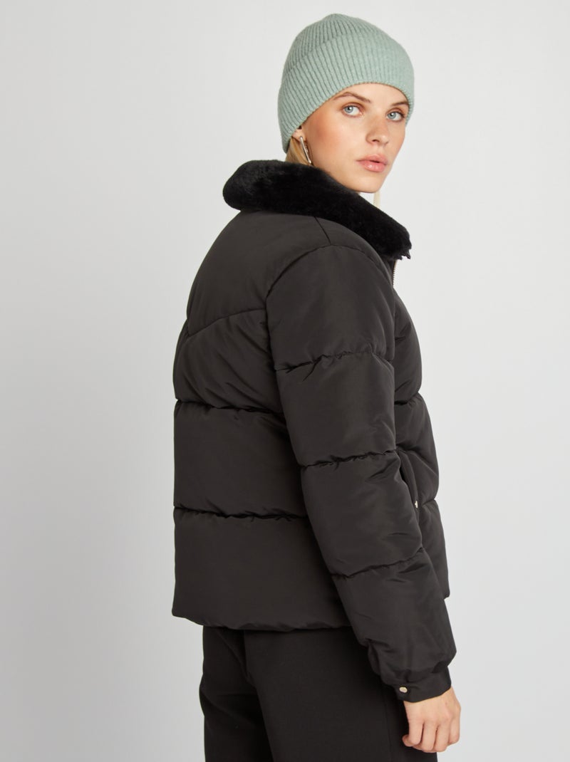 Blusão de penas acolchoado com gola subida Preto - Kiabi