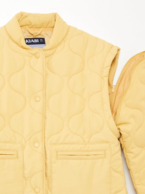 Blusão de penas acolchoado com mangas amovíveis - Kiabi