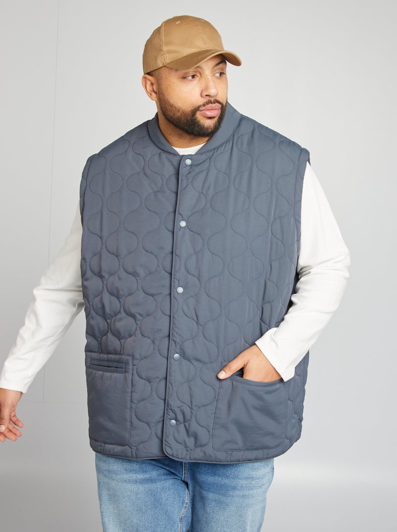 Blusão de penas acolchoado com mangas amovíveis AZUL - Kiabi